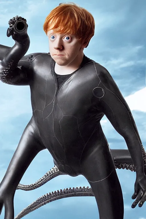 Prompt: Rupert Grint as Dr. Octopus