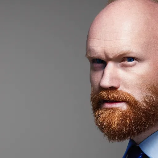 Image similar to Blue eyed ginger balding middle aged man with stubble, corporate portait, headshot, profile