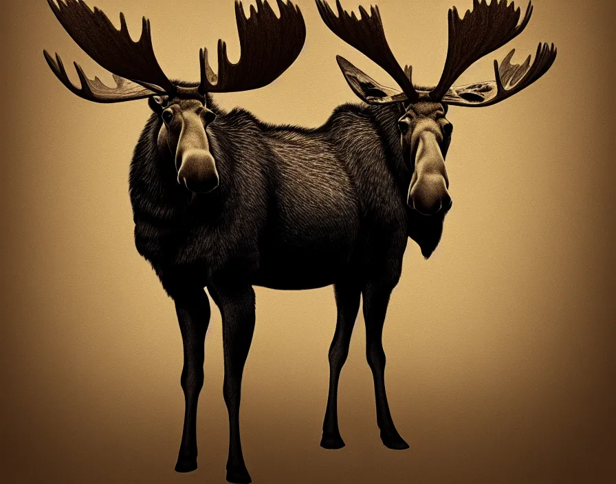 Image similar to moose in ambrotype, digital painting, trending on artstation, sharp focus, 4 k