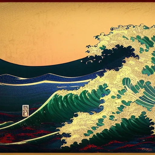 Image similar to okiganawa wave by midjourney