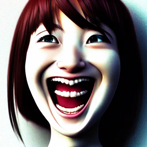 Image similar to portrait of the popular girl laughing at the viewer, by katsuhiro otomo, yoshitaka amano, nico tanigawa, and artgerm rendered with 3 d effect.