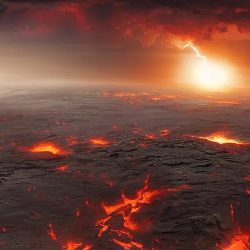 Image similar to the end of the world when the sun expands and burns the earth, highly detailed matte painting, 4 k