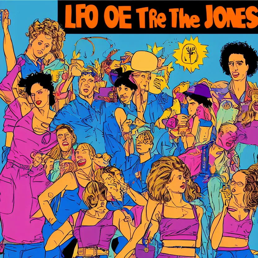 Prompt: life in the 80s, digital art in the style of Mad Dog Jones