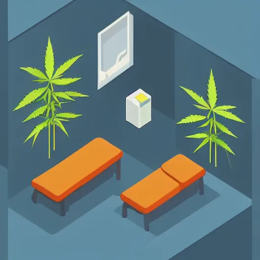 Image similar to room of cannabis flat colors isometric vector illustration minimalist by earle, eyvind render in octane