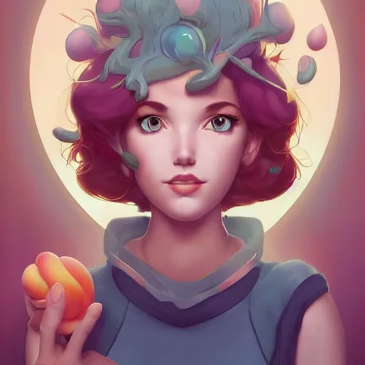 Prompt: British Pokemon original character with wild peach colored hair, Pixar style, beautiful woman, scientist, by Tristan Eaton Stanley Artgerm and Tom Bagshaw, Makoto Shinkai ilya kuvshinov and Wojtek Fus