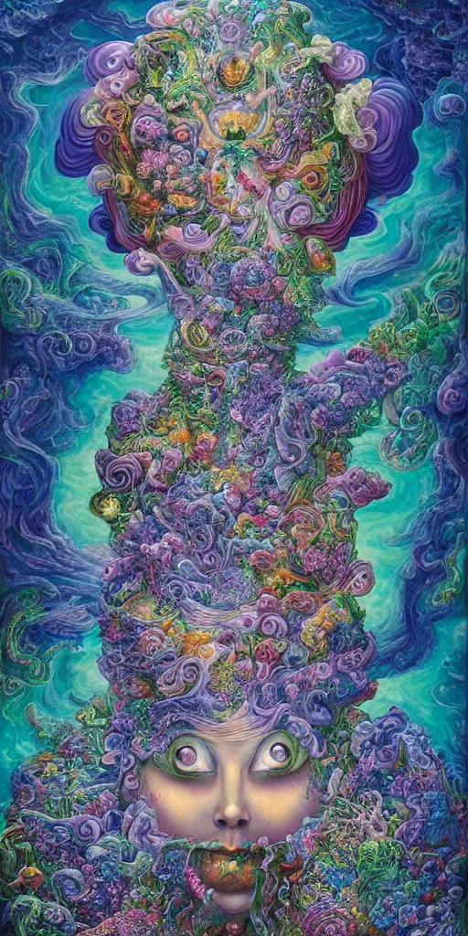 Image similar to a beautiful acrylic painting of deep dimensional realms of universal consciousness of the infinite by hanna yata, geenss archenti flores, digital art