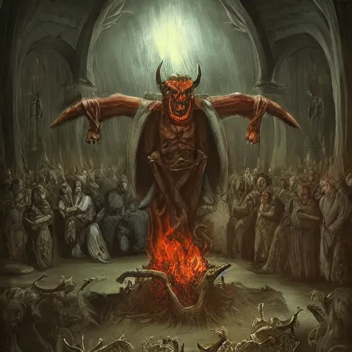 Prompt: a funeral for Satan The Devil by Dariusz Zawadzki