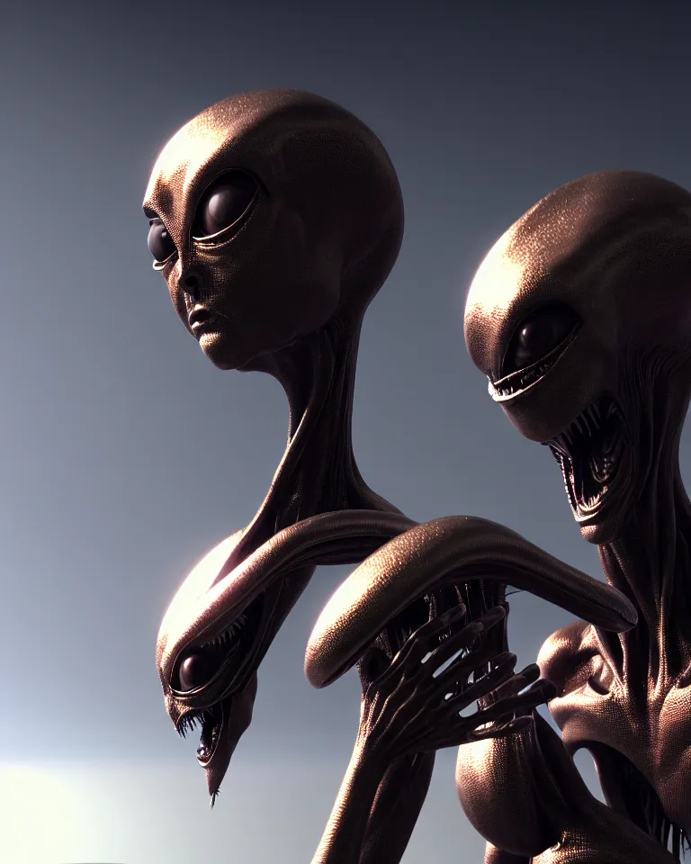 Image similar to epic portrait of alien metal rings queen epic octane vfx maya render