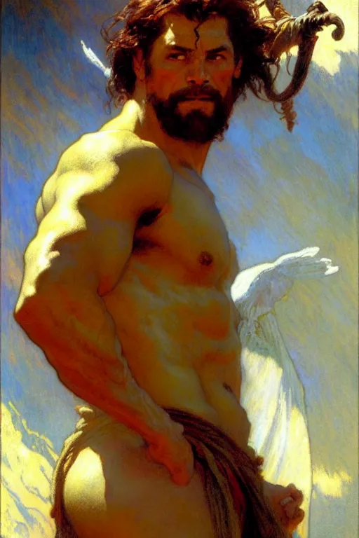 Image similar to hercules, painting by gaston bussiere, craig mullins, greg rutkowski, alphonse mucha