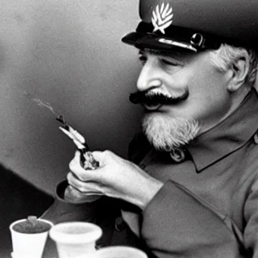 Image similar to stalin smoking french fries