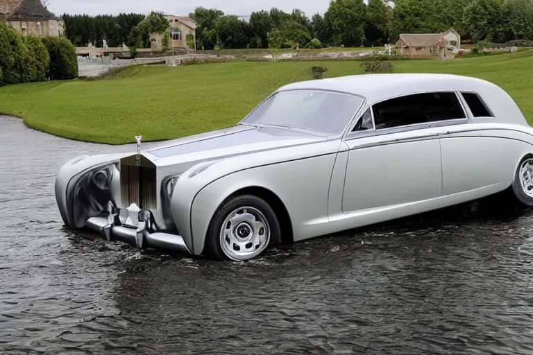 Image similar to Group of teenagers push Rolls-Royce into lake