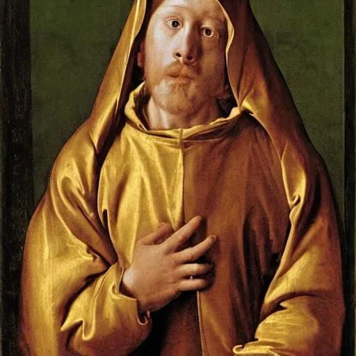 Prompt: a rat in a gold hooded cloak, renaissance painting
