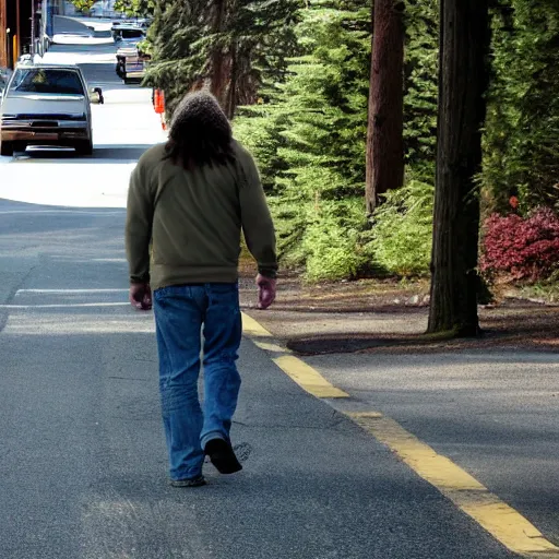 Image similar to bigfoot walking down the street in downtown Bremerton Washington