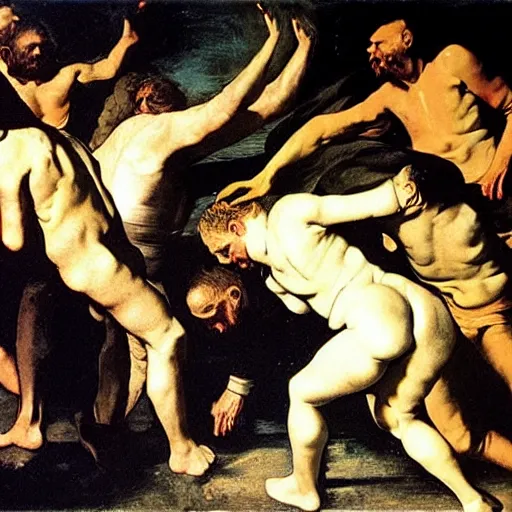 Prompt: impressionist depiction of the apocalpse by caravaggio