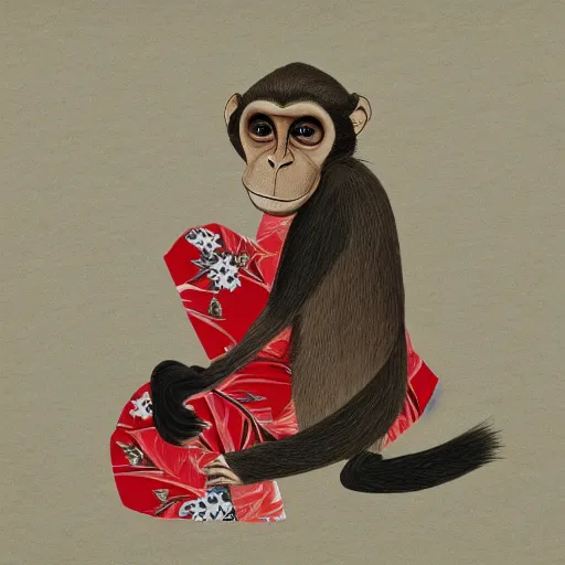 Image similar to a monkey in a kimono