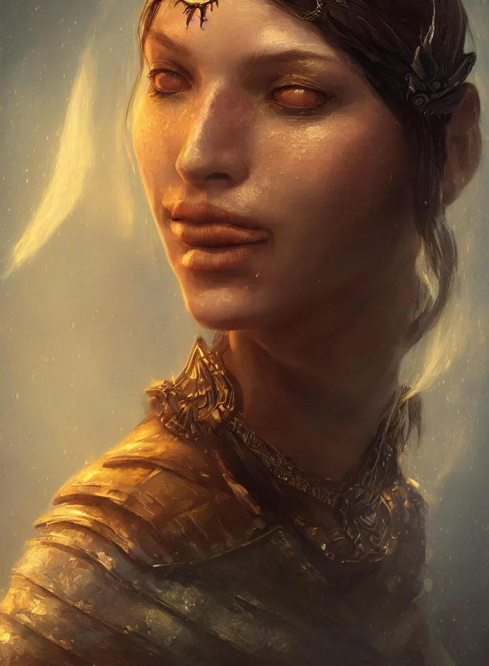 Prompt: a face portrait of a beautiful girl sorceress from skyrim, skyrim setting, beautiful face, warm colors, soft lighting, atmospheric, cinematic, moody, in the style of diego koi, gina heyer, luiz escanuela, art by alyssa monk, hyperrealism, rule of thirds, golden ratio, oil on canvas, 8 k