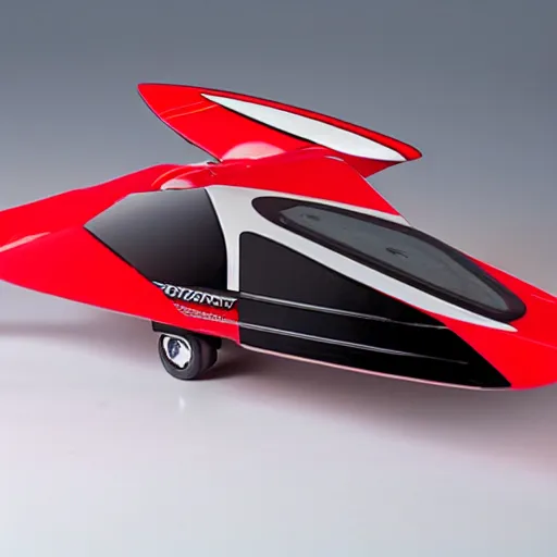 Prompt: red sport flying hovercar 35mm product photo