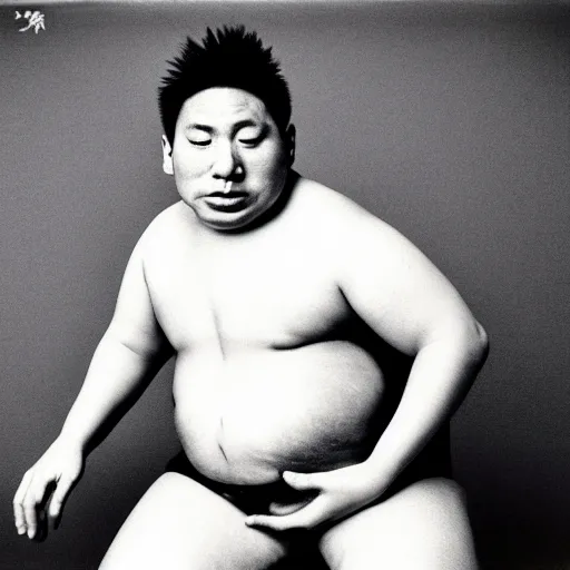 Image similar to a portrait of an overweight lionel messi by nobuyoshi araki