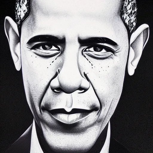 Prompt: portrait of barack obama as a ball point pen art