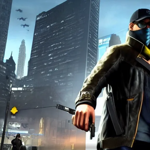 Prompt: Watch dogs game e3 2012 aiden pearce early face