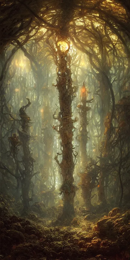 Prompt: enchanted mushroom forest, radiant light, caustics, by gaston bussiere, bayard wu, greg rutkowski, giger, maxim verehin