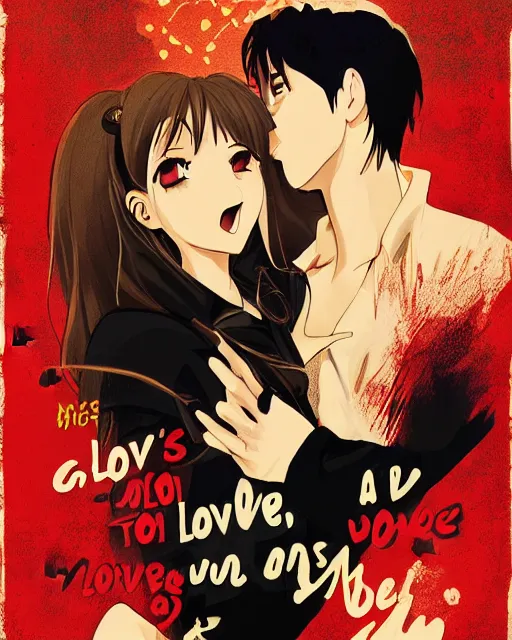 Prompt: a poster for a movie where a girl loves a guy who doesnt love her, movie poster, anime art