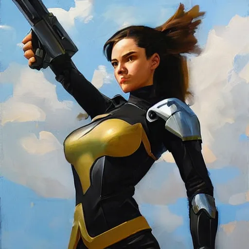 Image similar to greg manchess portrait painting of armored x - 2 3 laura kinney as overwatch character, medium shot, asymmetrical, profile picture, organic painting, sunny day, matte painting, bold shapes, hard edges, street art, trending on artstation, by huang guangjian and gil elvgren and sachin teng