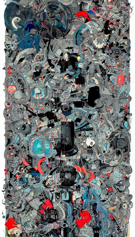 Image similar to techno artwork, by james jean,