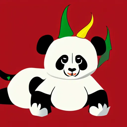 Prompt: vector art of panda with welsh dragon wings and tail, intercrossed, chimera, welsh flag, adobe illustrator