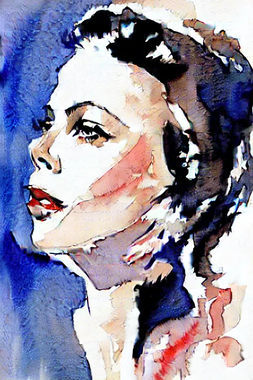 Image similar to beautiful portrait of Charlize Theron by Milo manara and David downton, watercolor