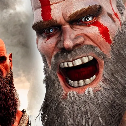 Prompt: jim carrey in god of war