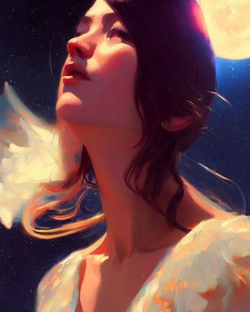 Image similar to a potrait of a space fanstasy cat, fine details. night setting. realistic shaded lighting poster by ilya kuvshinov katsuhiro, artgerm, jeremy lipkin and michael garmash, unreal engine, radiant light, detailed and intricate environment, digital art, trending on art station