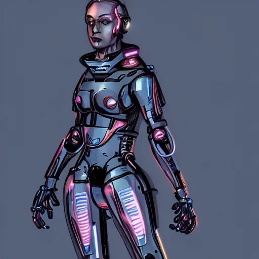 Image similar to cyberpunk robotic wynona - ryder, sharp lines, digital, artstation, colored in