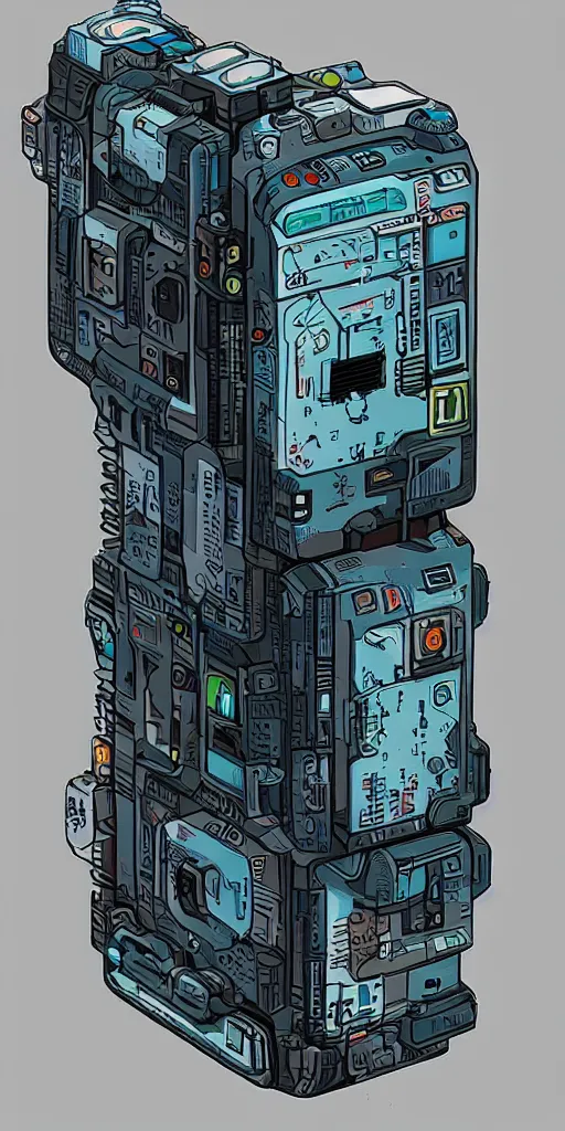 Prompt: an extremely complex and advanced cyberpunk gameboy, style of Aperture Science