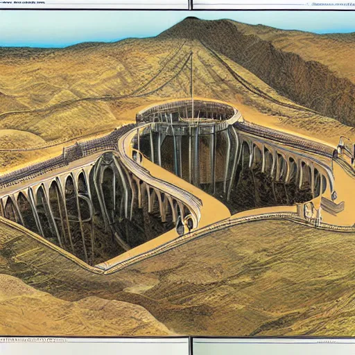 Image similar to diagram illustration of osama bin ladens mountain fortress, cutaway, underground, from time magazine 2 0 0 2