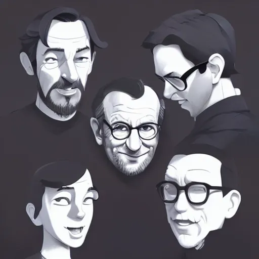 Image similar to face icon stylized minimalist steven spielberg, loftis, cory behance hd by jesper ejsing, by rhads, makoto shinkai and lois van baarle, ilya kuvshinov, rossdraws global illumination