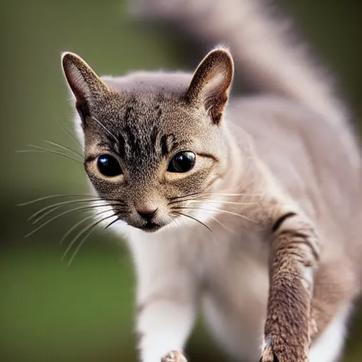 Image similar to a feline cat - squirrel - hybrid, animal photography