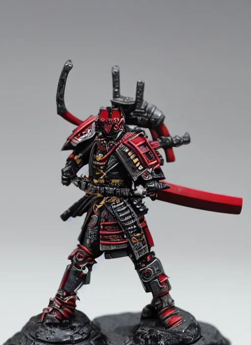 Prompt: 8 0 mm resin detailed miniature of a warhammer 4 0 k cyborg samurai with katana, product introduction photos, 4 k, full body