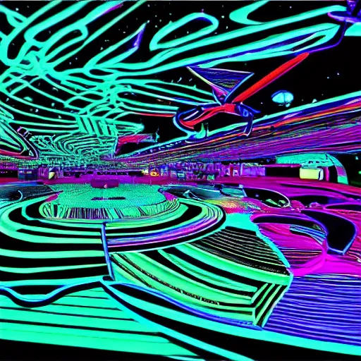 Prompt: A neon ocean at midnight. Hyper detailed.