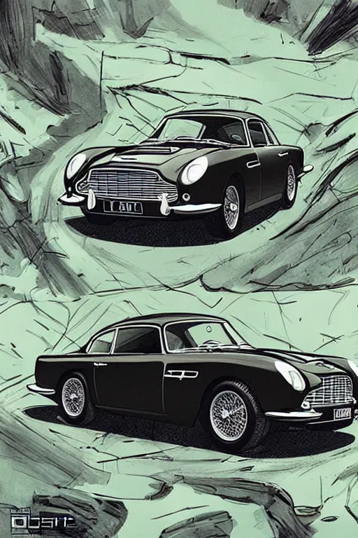 Prompt: 1963 Aston Martin DB5 car designed by Aplle that looks like it is from Borderlands and by Feng Zhu and Loish and Laurie Greasley, Victo Ngai, Andreas Rocha, John Harris