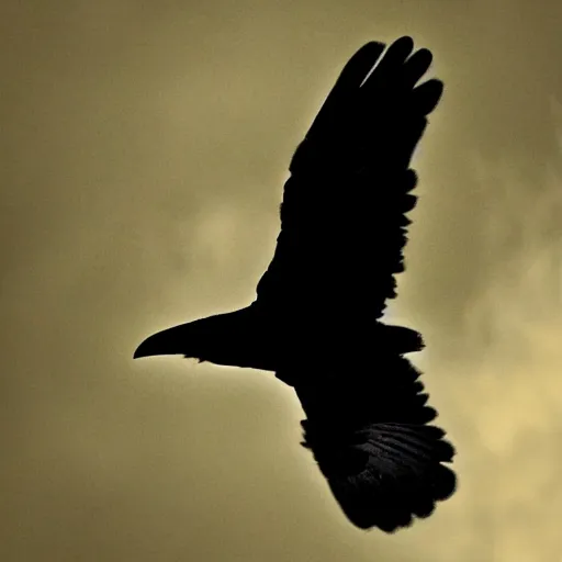 Image similar to a raven flying over the tombstone at rainy night with full moon, rain, clouds, tall trees, diffused blue glow