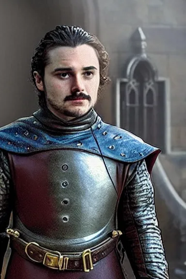 Image similar to “ very very intricate photorealistic photo of a realistic human version of super mario in an episode of game of thrones, photo is in focus with detailed atmospheric lighting, award - winning details ”