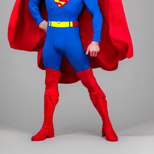 Image similar to studio photo, francois hollande wearing superman costume, photorealistic, detailed, studio lighting, 4 k