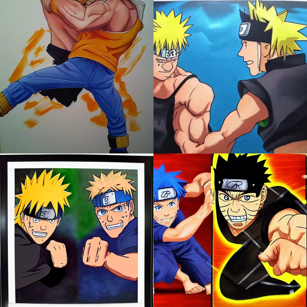 Prompt: jhon cena fighting with naruto, portrait