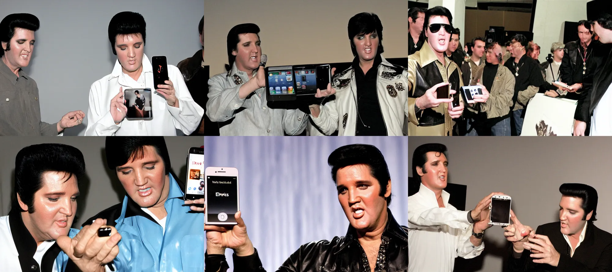 Prompt: elvis presley presenting the iphone at macworld 2 0 0 7