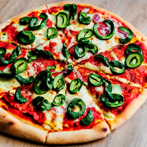 Prompt: a 5 0 mm macro shot of a veggie pizza