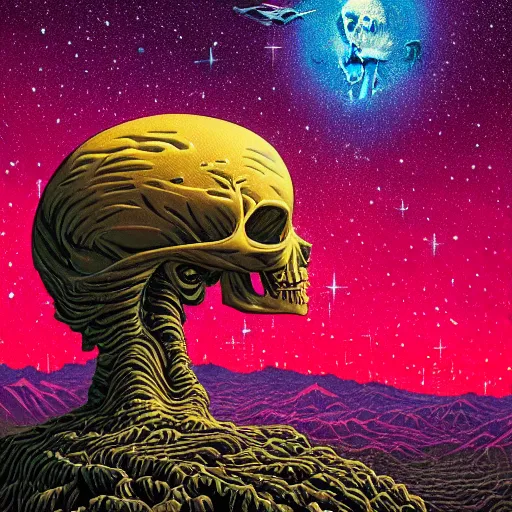 Image similar to ngc 3132 melting mysterious skull landscape by Casey Weldon, dan mumford 8k ultra high definition, upscaled, perfect composition , golden ratio, edge of the world, image credit nasa nat geo