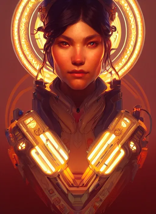 Image similar to symmetry!! portrait of apex legends, intricate, elegant, glowing lights!! highly detailed, digital painting, artstation, concept art, smooth, sharp focus, illustration, art by artgerm and greg rutkowski and alphonse mucha