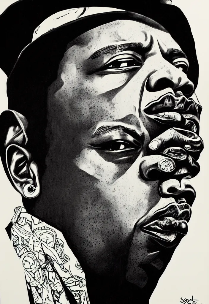 Image similar to Sideview Portrait of jay z by Shepard Fairey