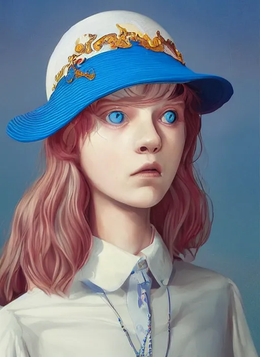 Prompt: blue eyes girl with transparent hat :: by Martine Johanna and Simon Stålenhag and Chie Yoshii and wlop and Guillermo del toro :: ornate, dynamic, particulate, rich colors, elegant, centered, artstation, smooth, sharp focus, octane render, 3d